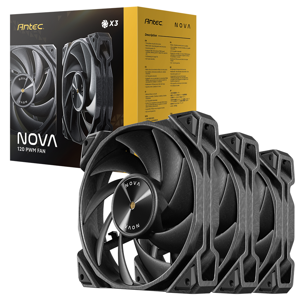 Antec Nova 120 PWM 120mm Fan 3-Pack - Black